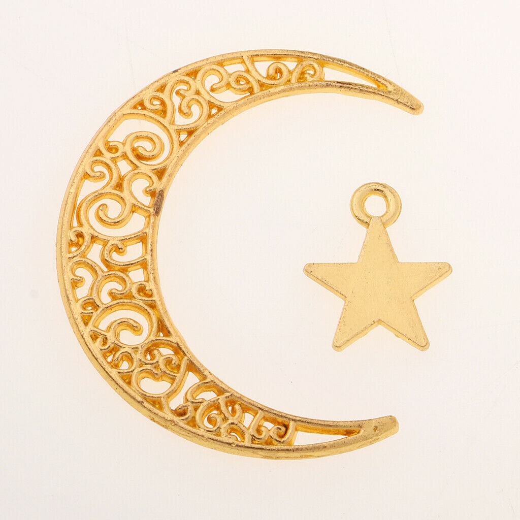 (Approx 50pcs) DIY Golden Color Alloy Moon Star Charms Pendant for Crafting, DIY