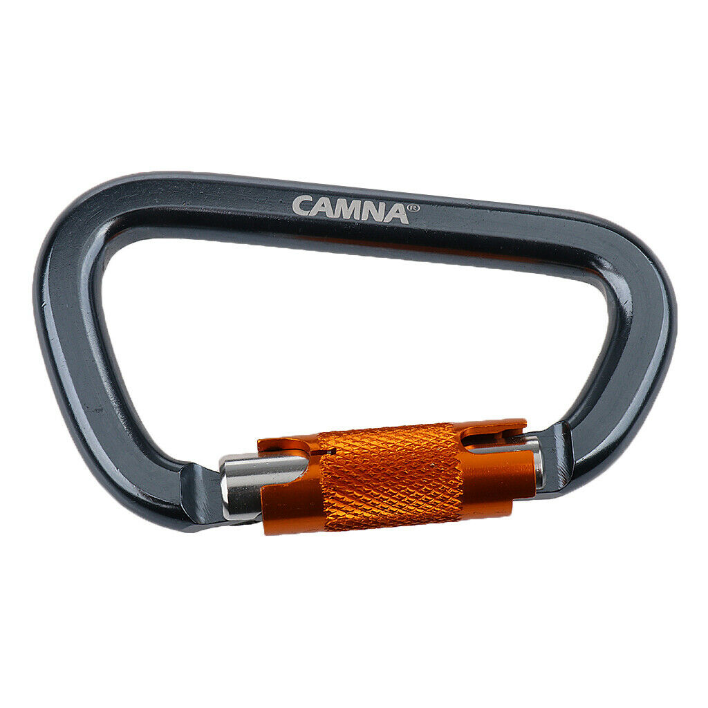 2 Packs 28KN Aluminum D-Ring Carabiner Twist Locking Screw Keychain Climbing