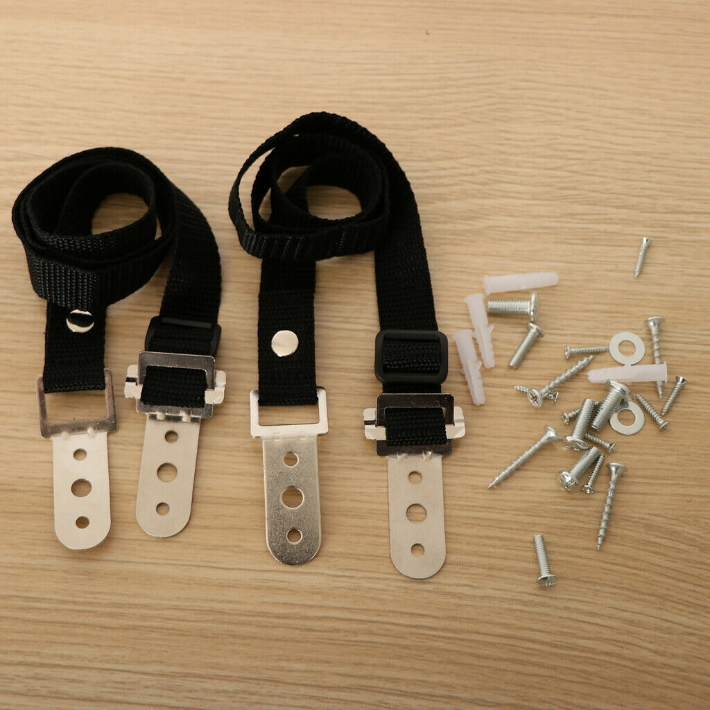 2pcs Baby Safety Proofing Anti Tip Tilting Hold Strap TV Stand Wall Fastener-
