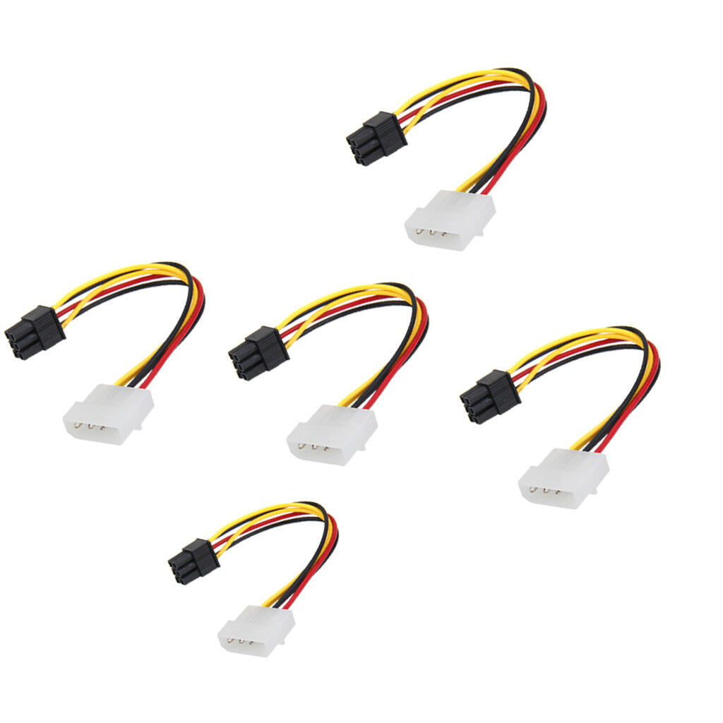 5x 4pin Male to 6 pin Female Video Card Power Adapter Cable 18cm/7.08 inch