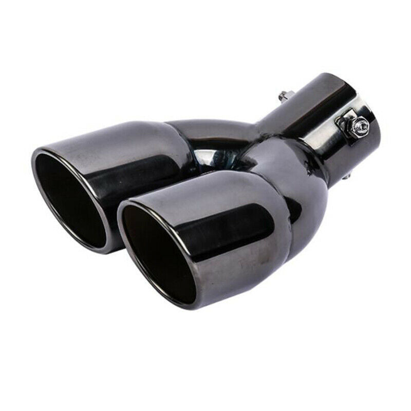 1PC 63mm inlet Car Exhaust Pipe Dual outlet Tail Muffler End Tip Stainless Steel