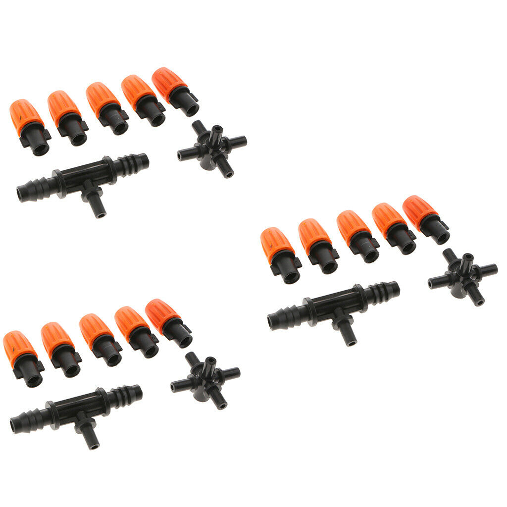 3x Five Outlet Atomizing Orange Nozzle +8/11 Flat Mouth Tee Adjustable Fog Mist