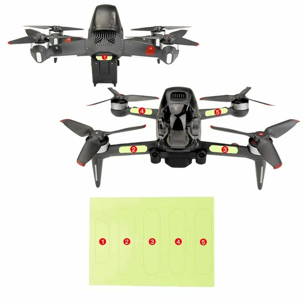 2pcs Fluorescent Stickers for DJI FPV Drone Aircraft Luminous Decals for Night