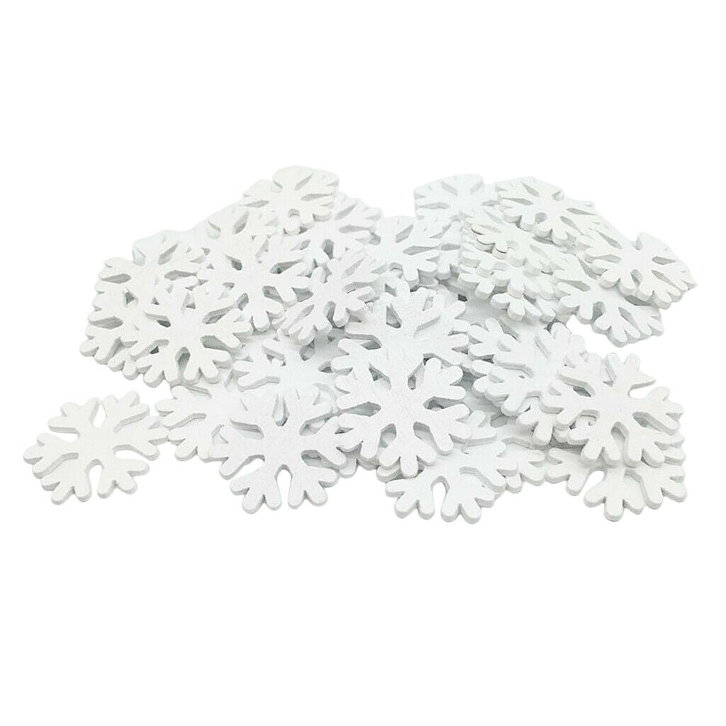 Wholesale 100pcs Wooden Snowflake Embellishments Decors Decorative Crafts