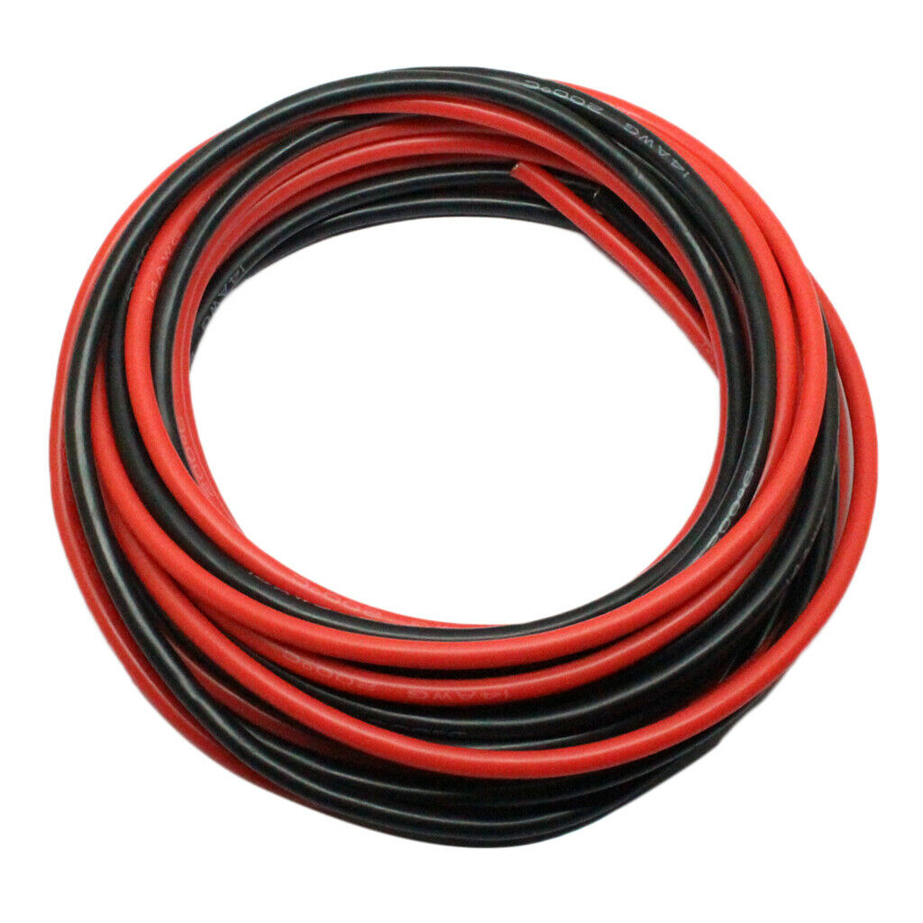 2 Rolls of 14AWG Flexible Silicone Wire High Temperature Resistant Red+Black