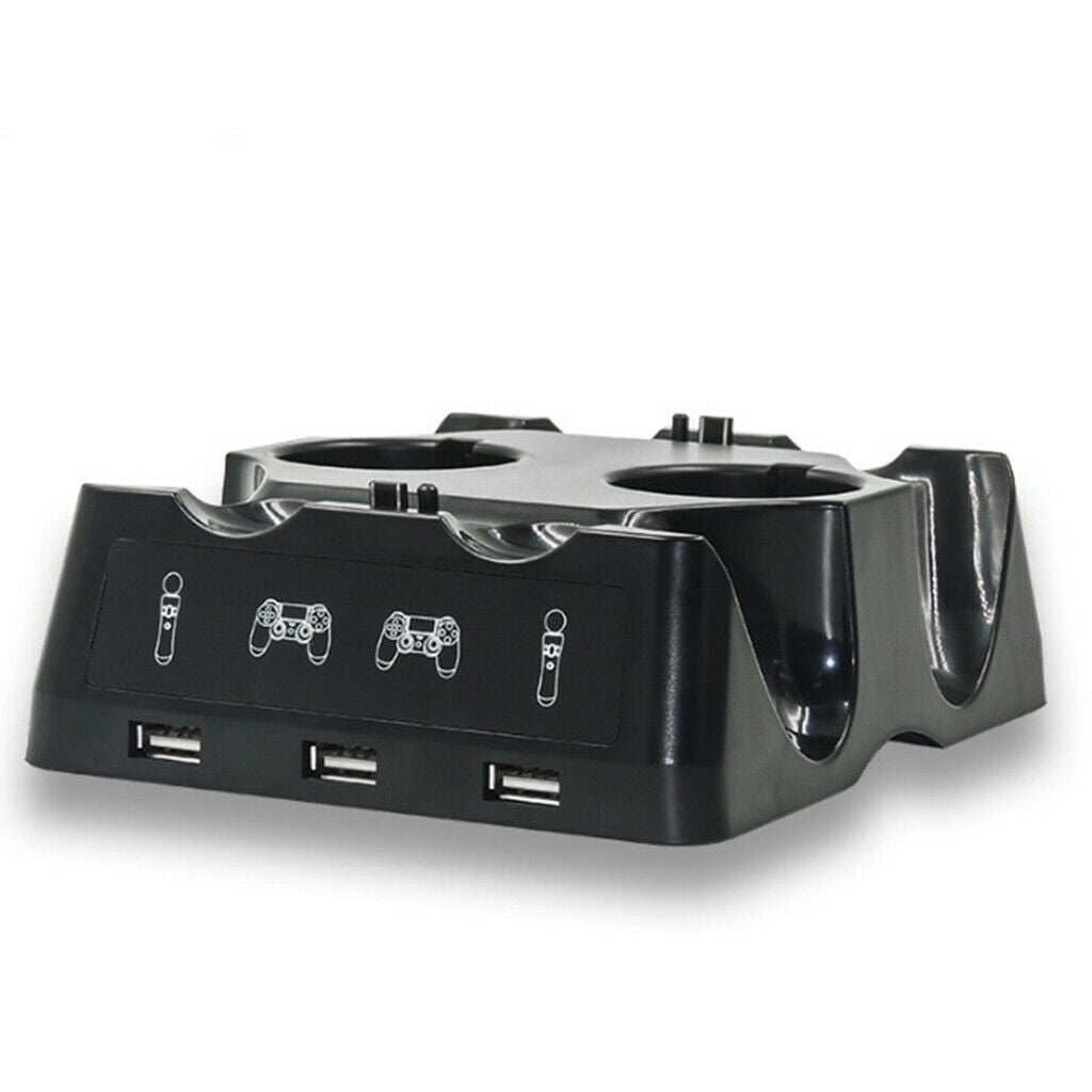 4-in-1 Controller Charger Dock Stand w/ LED Light For PS4/MOVE/PS4 VR New
