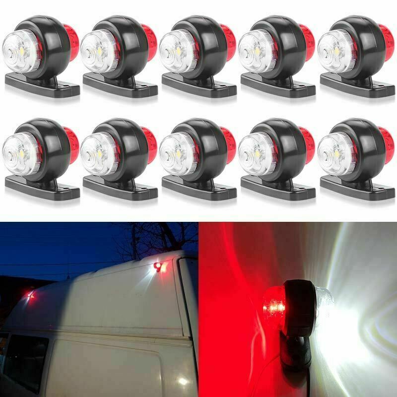 10X Red White LED Side Marker Lights Truck Trailer Clearance Light Lamp 12V 24V