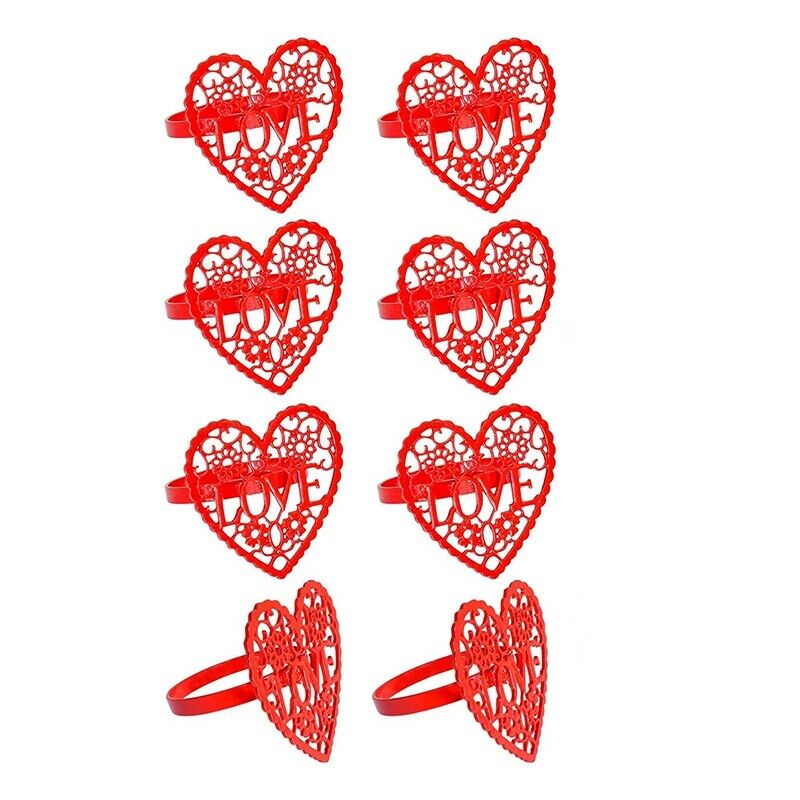 8 Pcs Valentine's Day Napkin s,Red Heart Napkin Holder s for Holiday Party WY1K9