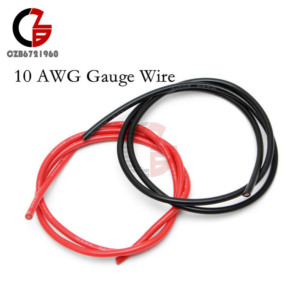 Black+Red 10 AWG Silicone Gauge Wire Flexible Copper Stranded Cables for RC