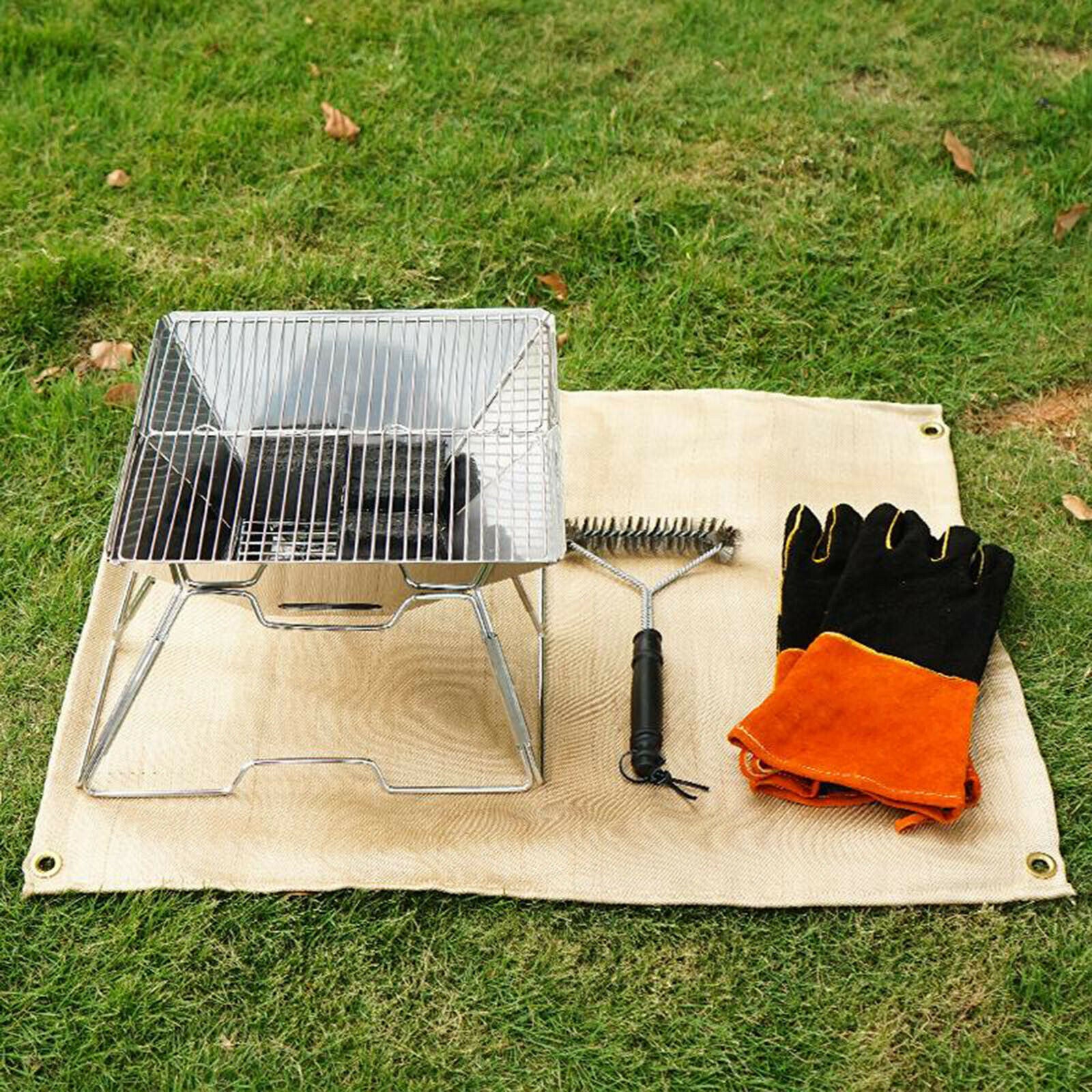 Fireplace BBQ Grill Mat Blanket Pad Floor Fireproof Rug Outdoor Cushion S