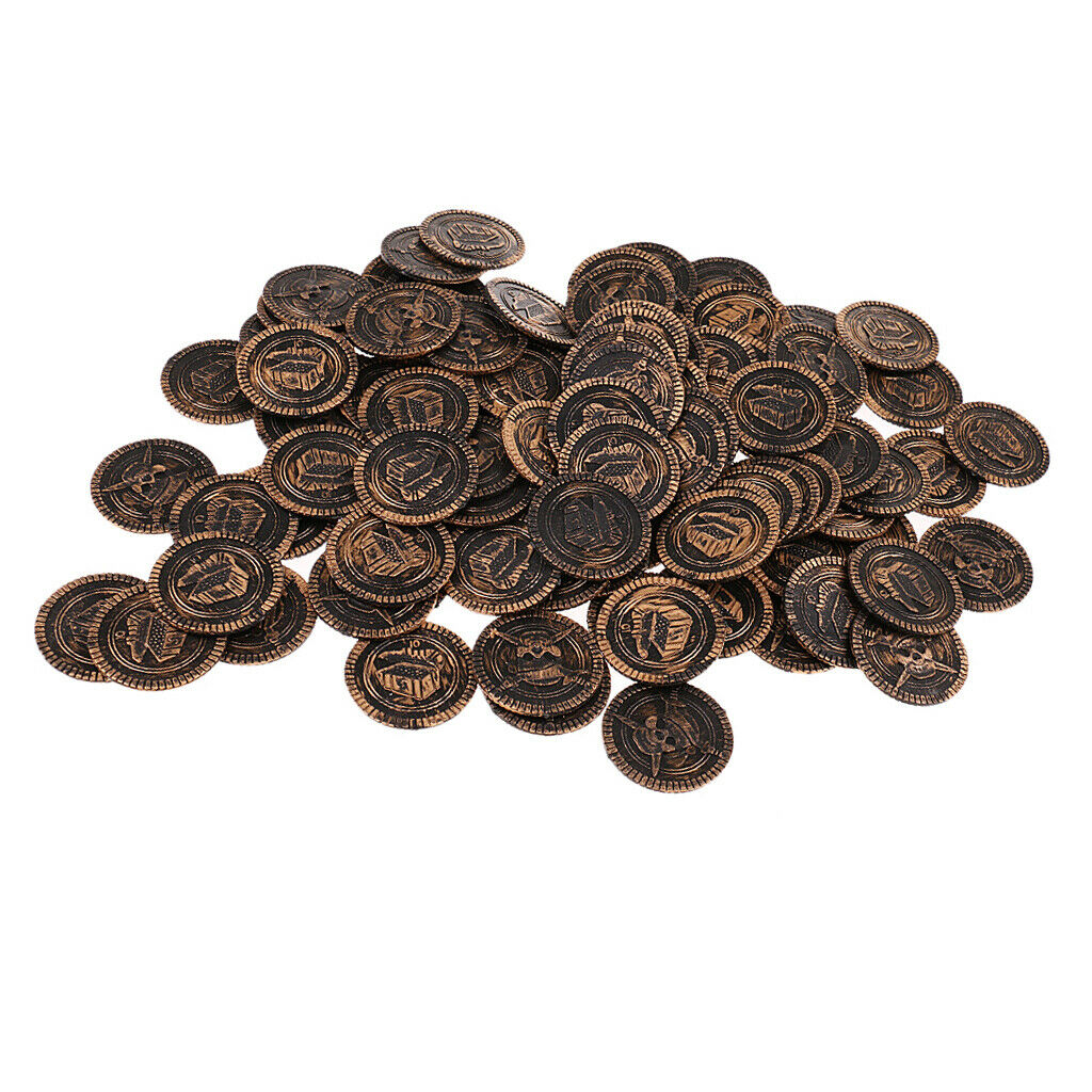 200Pcs Plastic Treasure Coins Captain Pirate Coins Chest Play Christmas