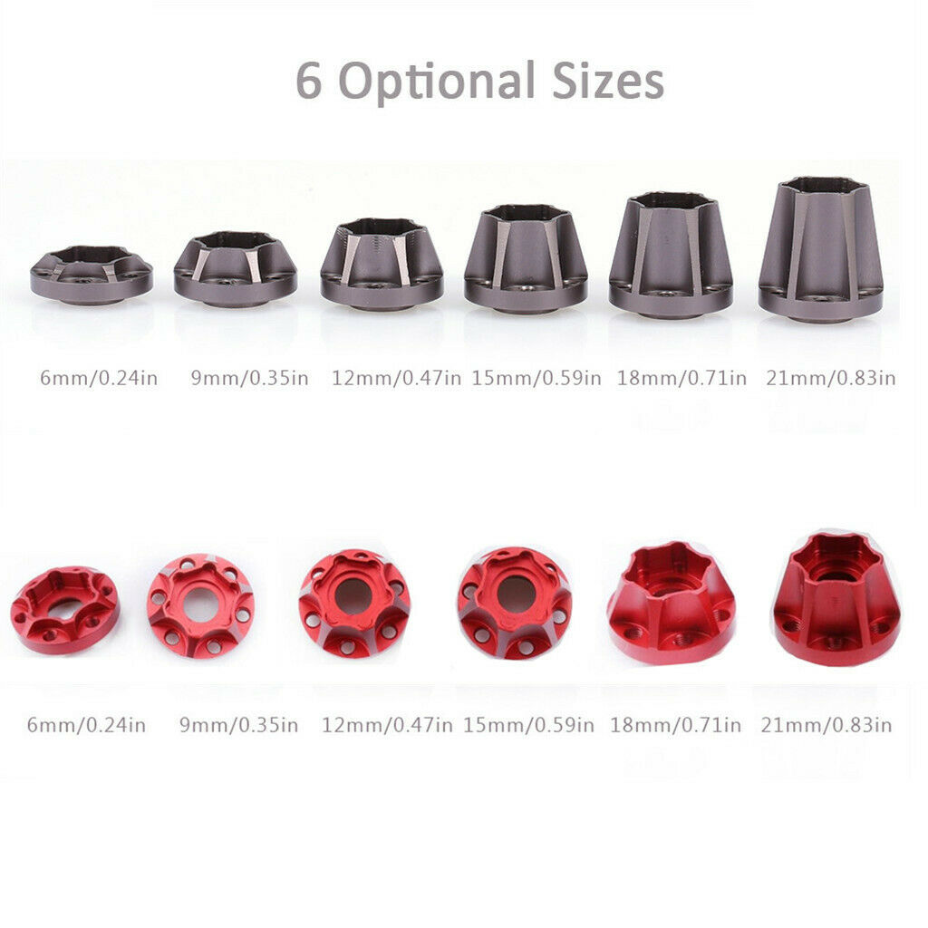 9mm Wheel Hex Rim Hub Drive Adapter for 1/10 Axial SCX10 TRX4 D90 Red
