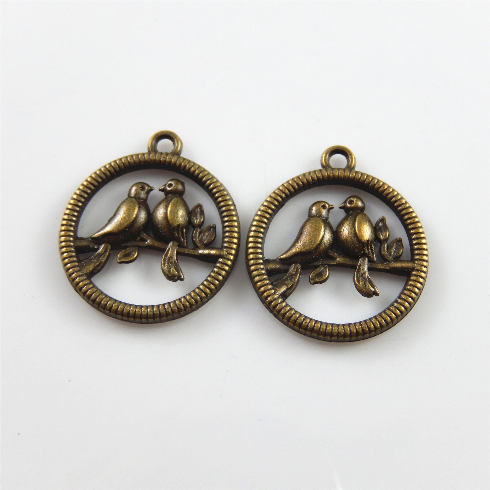 30 pcs Antiqued Bronze Couple Bird Charm Pendant DIY Crafts 25x21 mm #33321