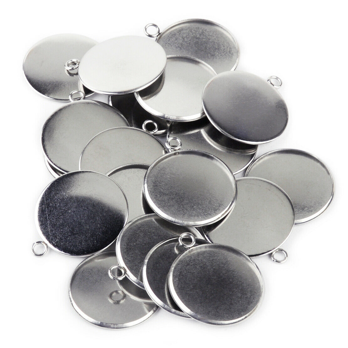 20pcs Pendant Tray Round Fit for Cabochon Setting Blank Bezel Pendant Base An