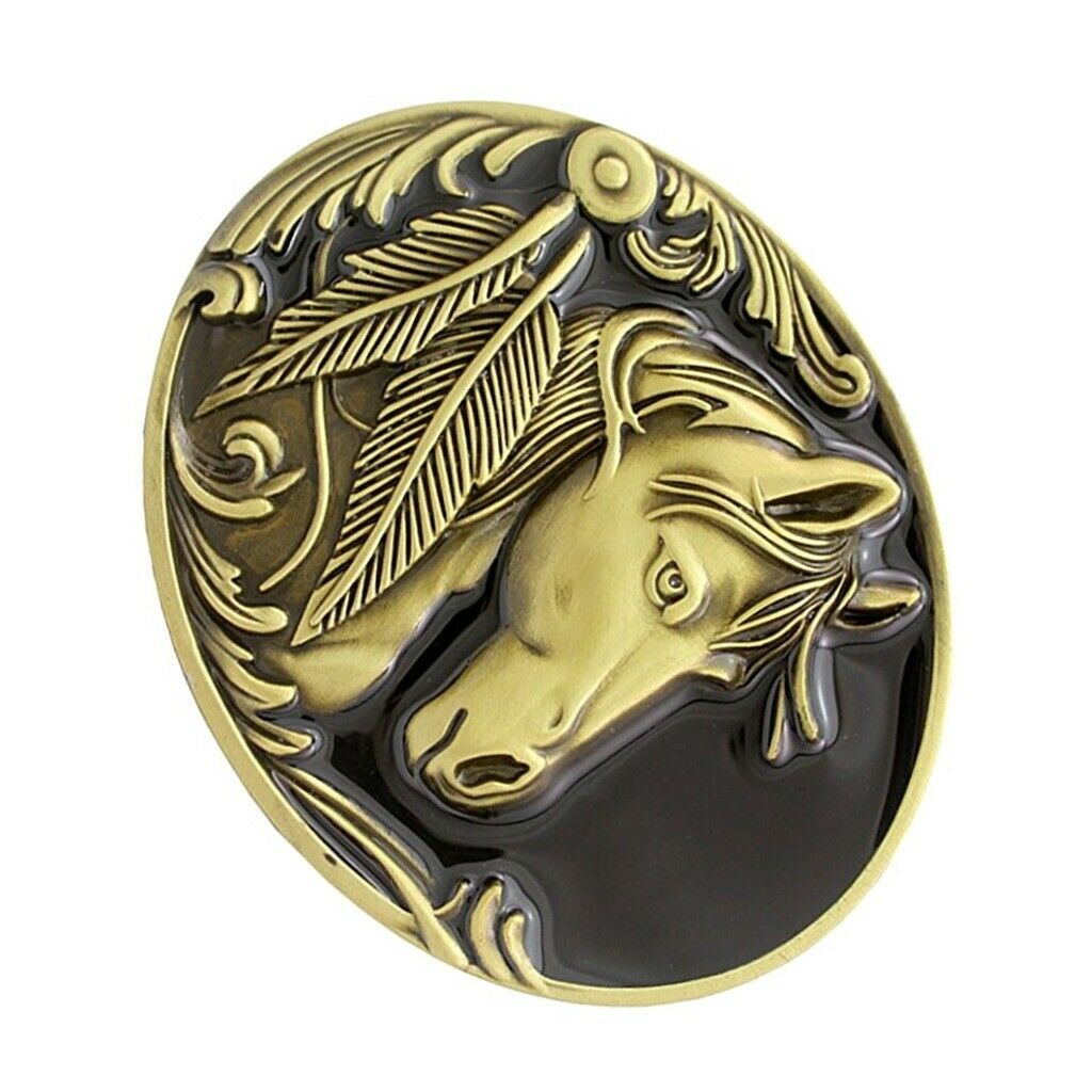 Bronze Horses Belt Buckle - Native Western Cowboy Costume Accessories