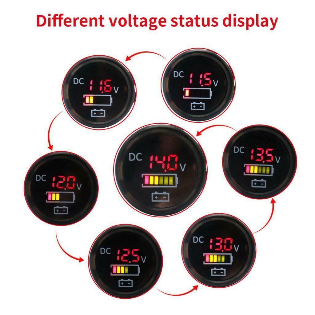 Red LED Digital Waterproof Voltmeter Gauge Meter 12V-24V For Car Motorcycle