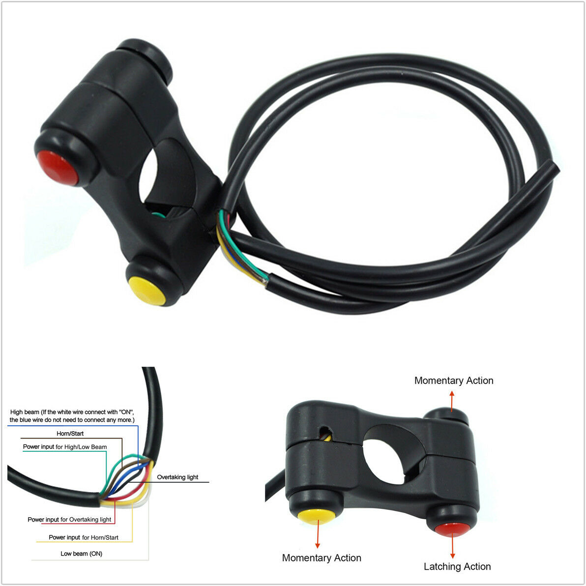 12V Motorcycle Handlebar Switches Headlight Brake Fog Lights Horn ON OFF Switch