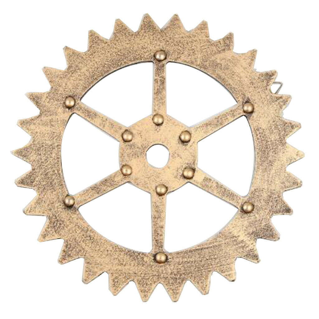 2Pcs Golden Wheel Gear Wall Signs Wooden Art Wall Hanging Home Decor Diameter