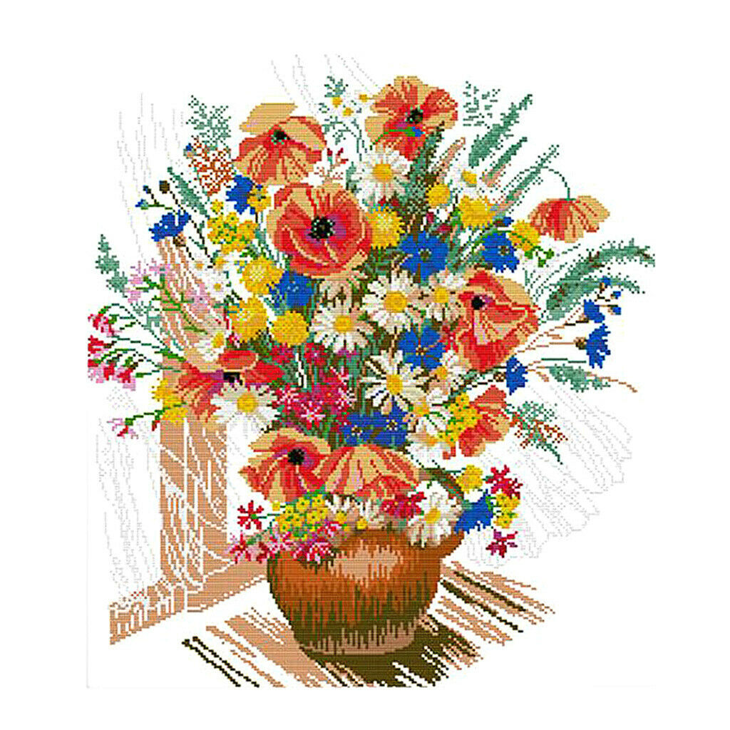 Flower Vase Home Stamped Cross Stitch Kit Pre-Printed Embroidery Kit DIY Wedding