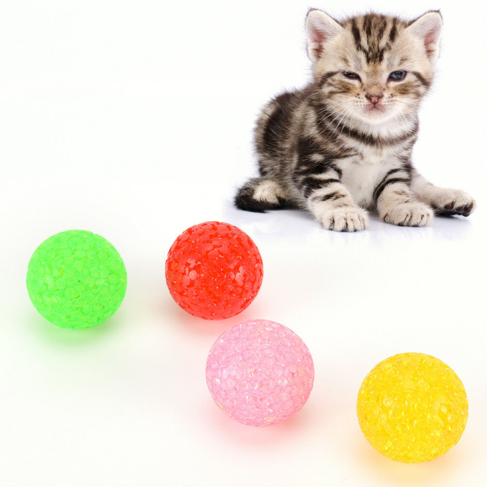 pet dog cat play transparent particles non-toxic rubber ball with bell Xma.l8