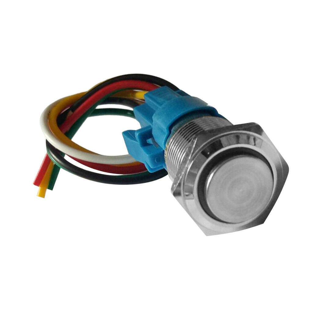 6PCS 220V LED 16mm Self-lock Push Button Switch w/ Wire Red+Blue+Green