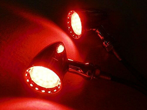 2pcs Red LED Chrome Housing Stop Brake/Running Turn Signal Tail Light Motorcycle