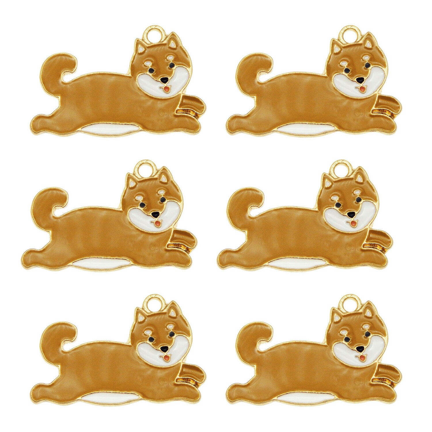 12PCS Colorful Enamel Pet Shiba Inu Dog Puppy Pendant Charms DIY Making Findings