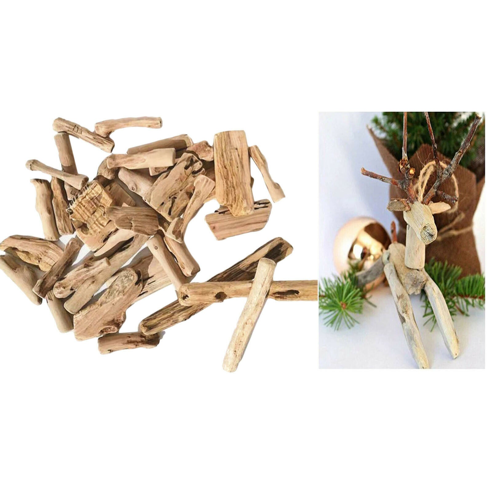 50Pack Assorted Unfinished Driftwood Pieces Rods Rustic DIY Craft Decor