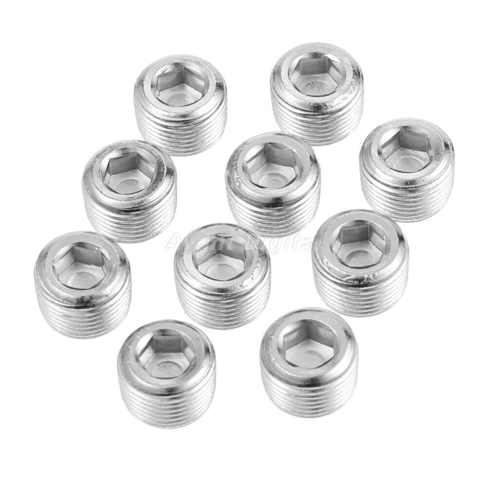 10Pcs 3/8" NPT Male Countersunk Iron Internal Hexagonal Thread Socket Pipe Plug