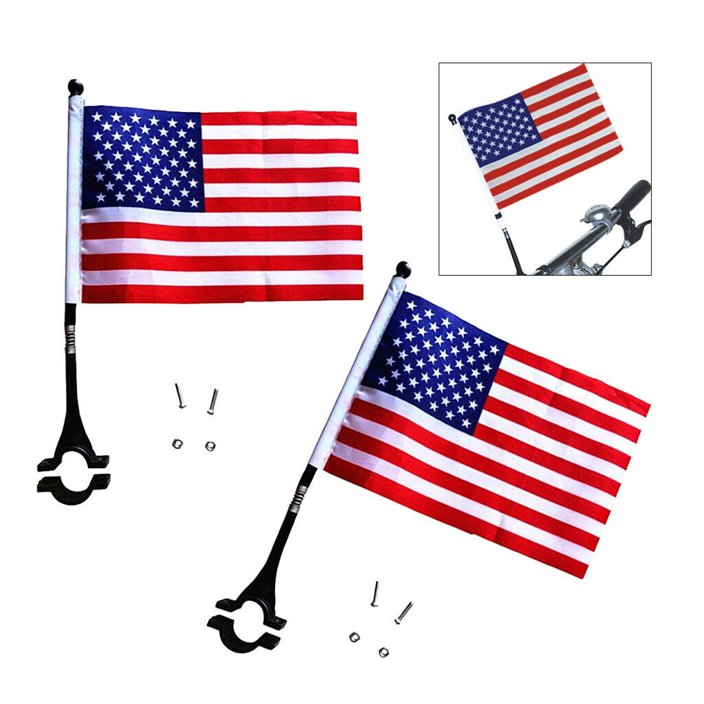 2x Universal  National Flags for Bike Scooter Motorcycle Handlebar