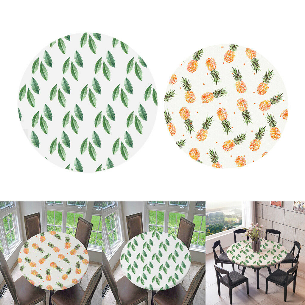 2x Non-Slip Tablecloth Washable Round Table Cover Cloth Home Party 48'' 60''
