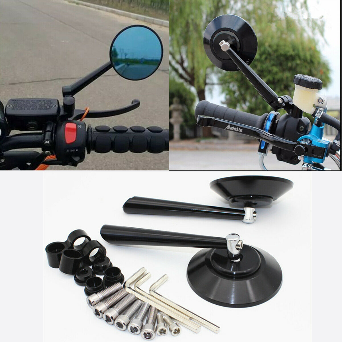Motorcycle Aluminum Side Mirror Round Rearview Mirror For Monkeys Scooter Bike