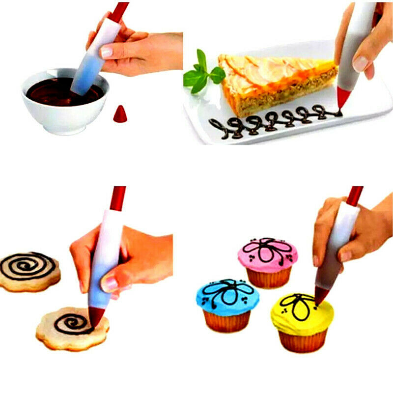 DIY Decor Cookie Cake Chocolate Food Silicone Writing Pen Decorating Mold X 2
