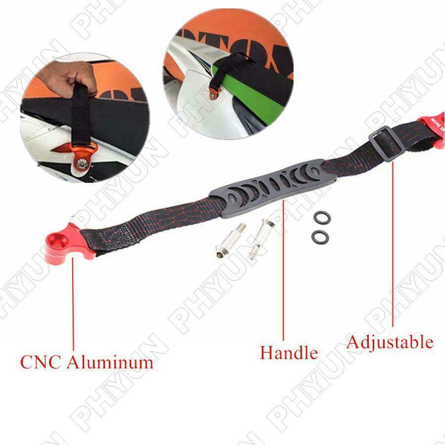 2Pcs Front+Rear CNC Adjustable Motorcycle Rescue Strap Pull Sling Belt Dirt Bike