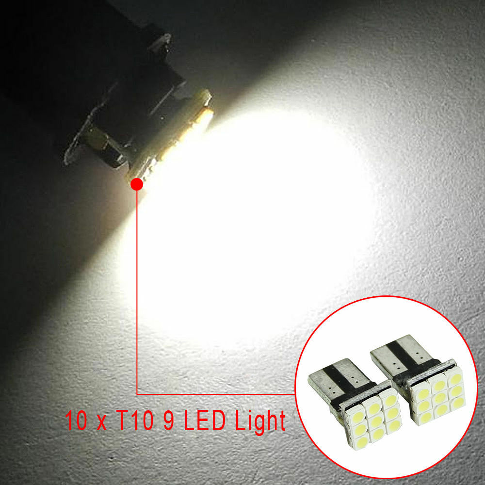10pcs T10 2835 9SMD LED Car License Plate Light Tail Bulb 192 194 168 W5W White