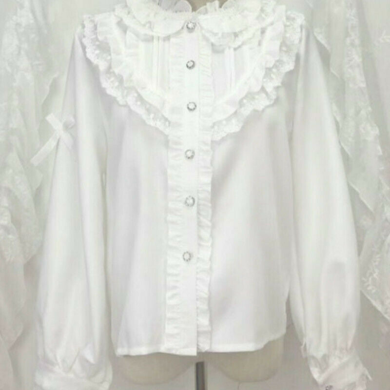 Lady Girls Lace Ruffle Shirt Blouse Lolita Sweet Tops Victorian Vitage Style