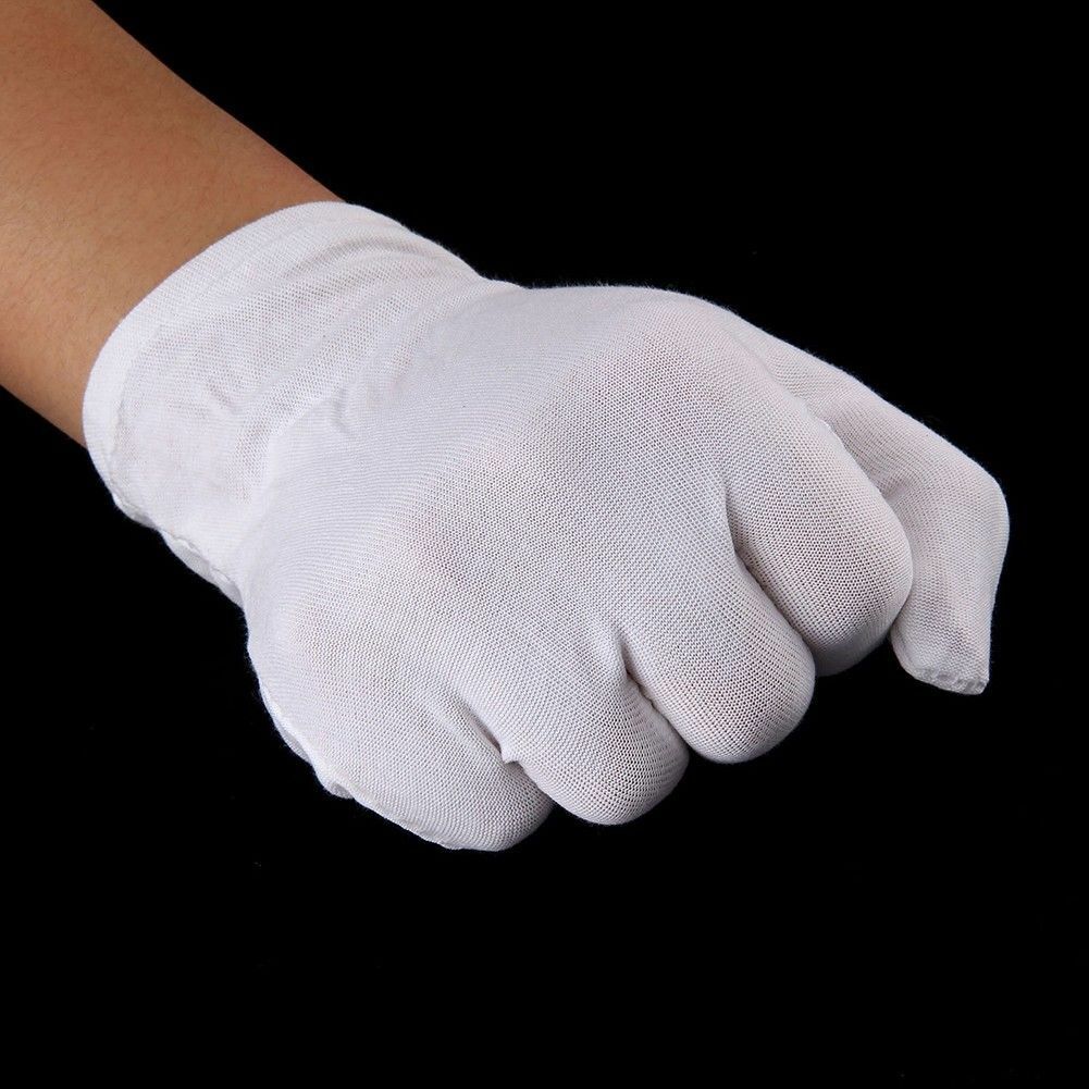 5 pairs100% COTTON WHITE GLOVES Moisturising Butler Beauty Waiters Magician