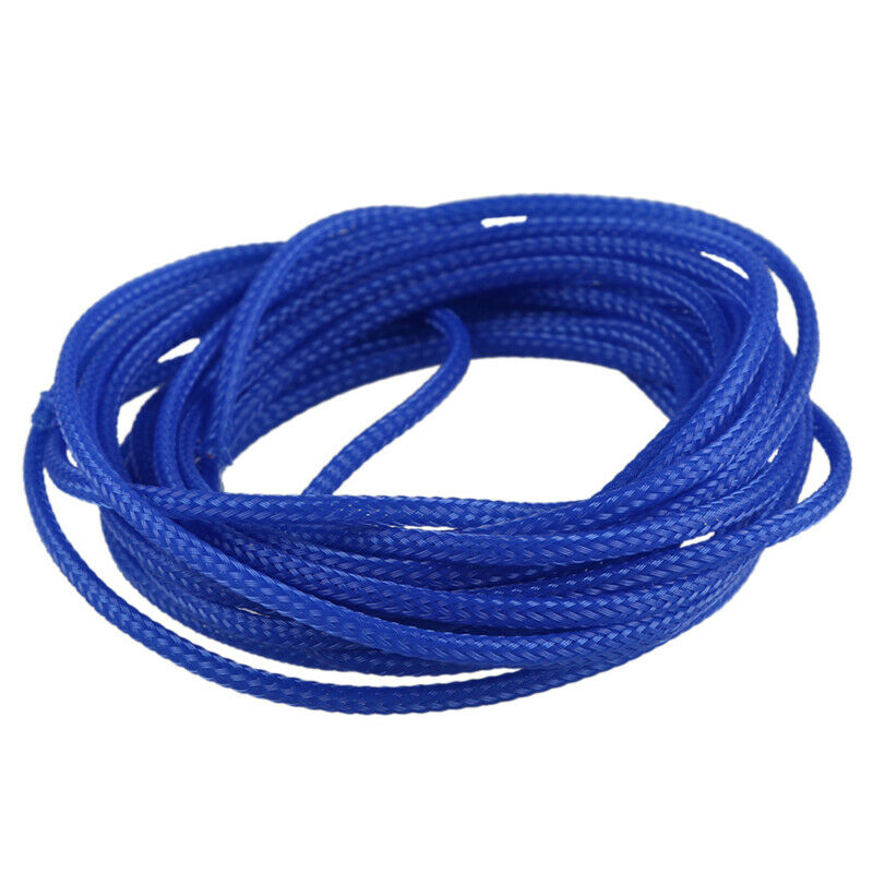 5M 4mm Expanding Braided Cable Wire Sheathing Sleeve Sleeving Harness Blue J3XX7