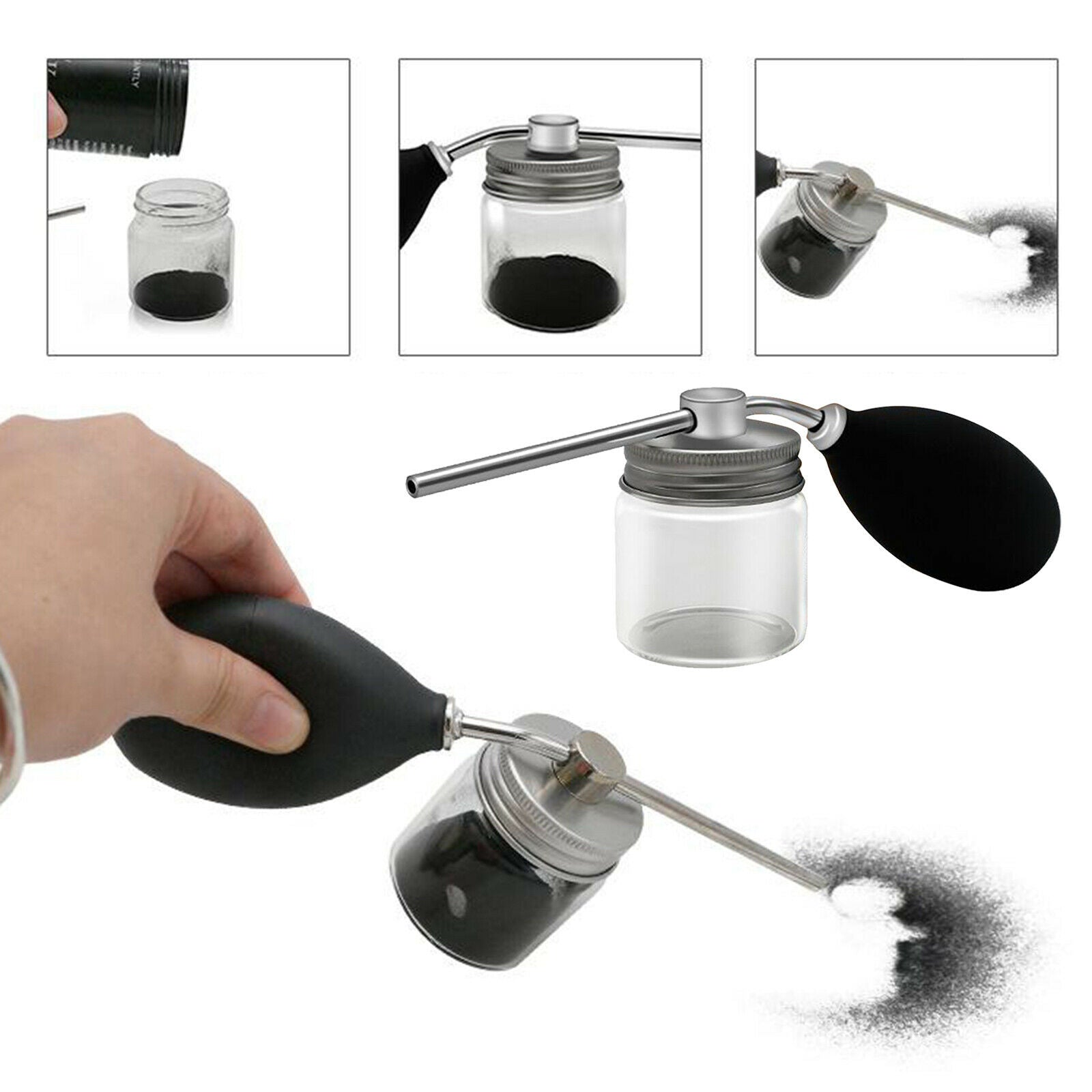 Aluminum   Silicone Talc Powder Blower Puffer Barbers Hairdressers Talcum