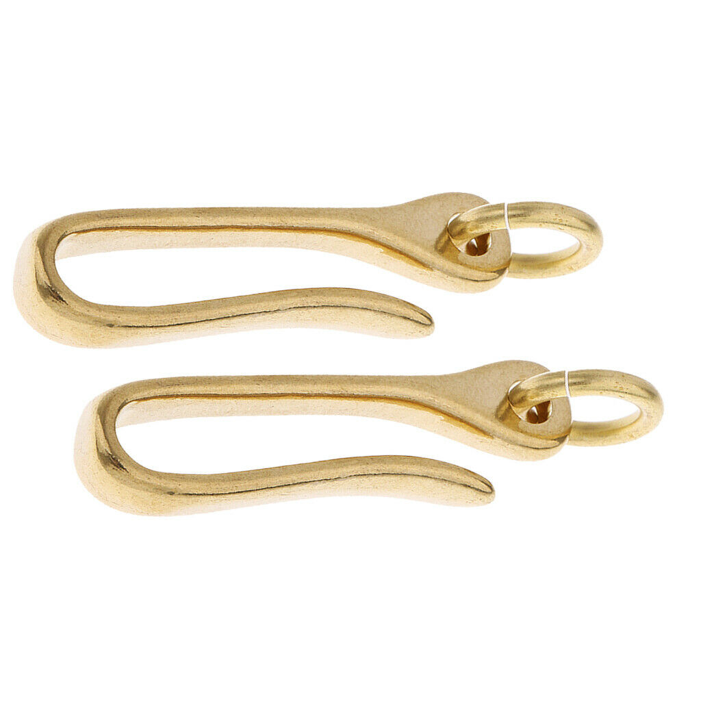 2 Pack Solid Brass U Hook Loop Keychain Belt Wallet Clips Holder