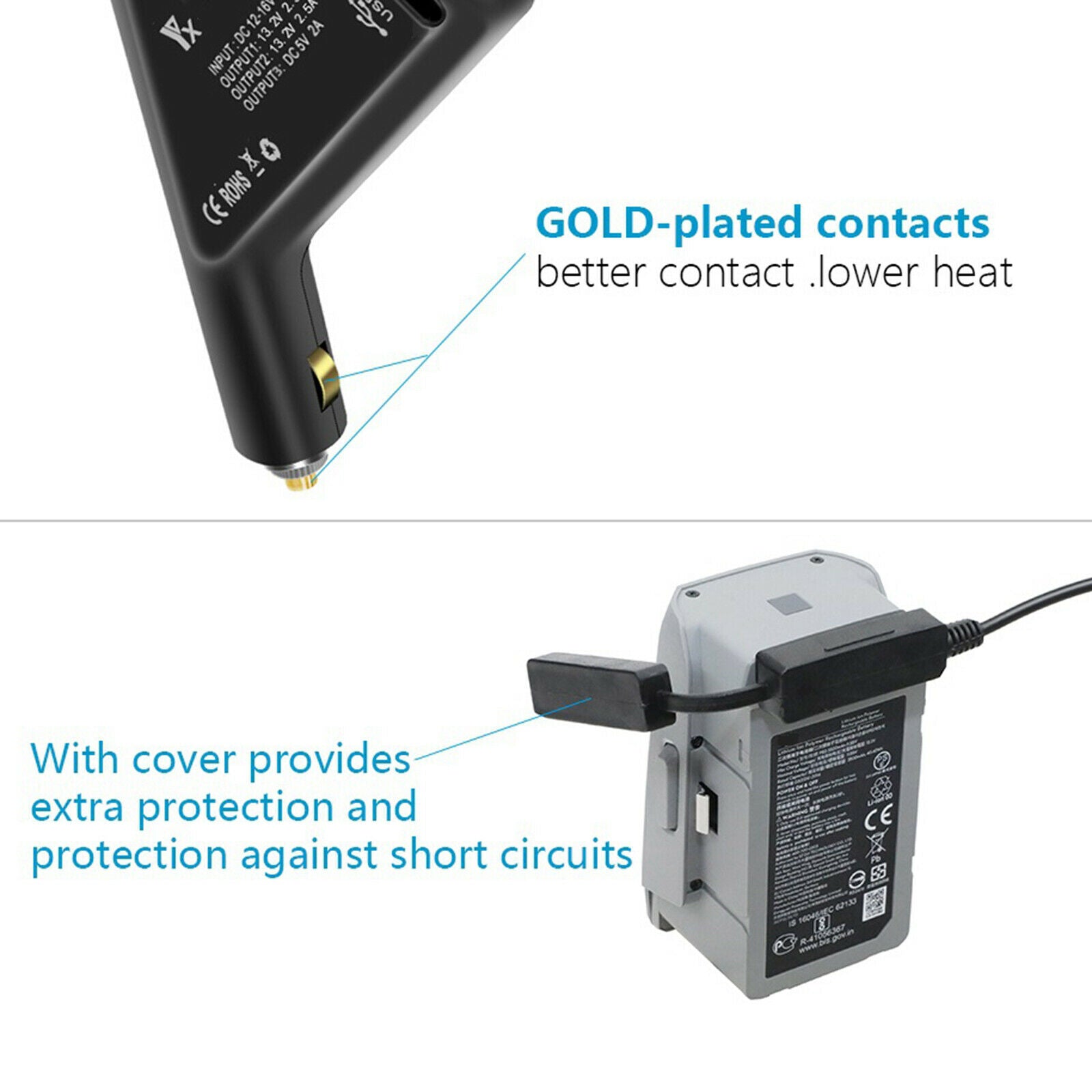 Intelligent Car Charger Battery Charger with USB Port for DJI Mavic Air 2S
