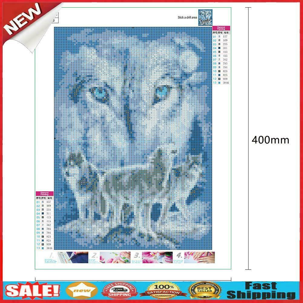 5D DIY Full Drill Square Diamond Painting Snow Wolf Cross Stitch Mosaic Kit @