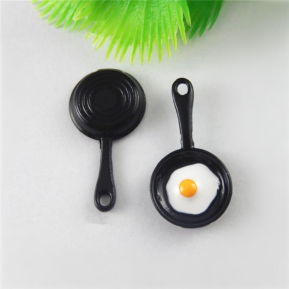 20pcs Black Plated Alloy Pan Egg Look Pendant Charms Jewelry Accessory Crafts