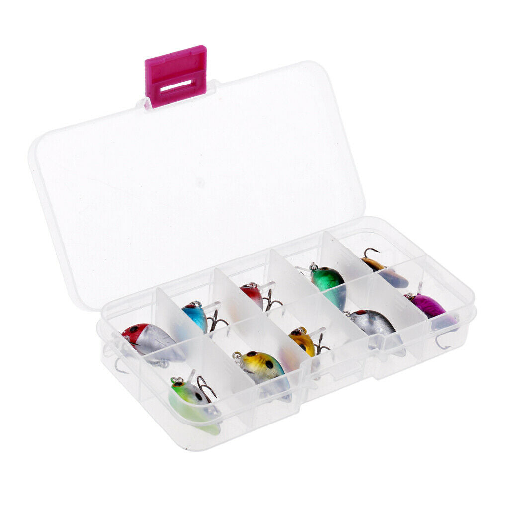10Pcs/Box Mini Fishing Lures 10 Colors Baits 2.6cm Vibration Minnow Baits