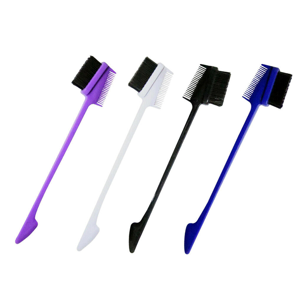4pcs Double Sided Hair Edges Brushes 2 In 1 - Eyebrow Brush and Eyelash Comb for