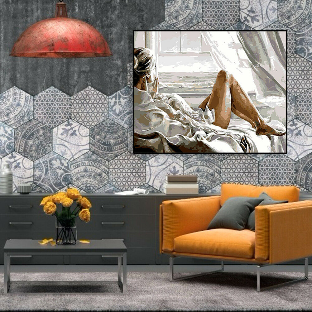 Painting By Numbers Kit DIY Sexy Beauty Hand Painted Canvas Oil Art Picture @
