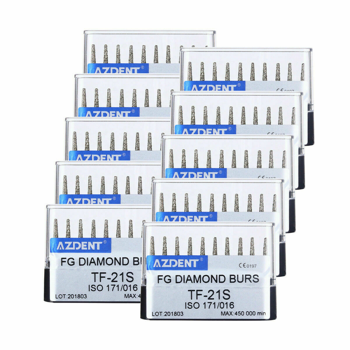 100 Packs Dental Diamond Burs FG Super Coarse Flat TF-21S For Turbine Handpieces