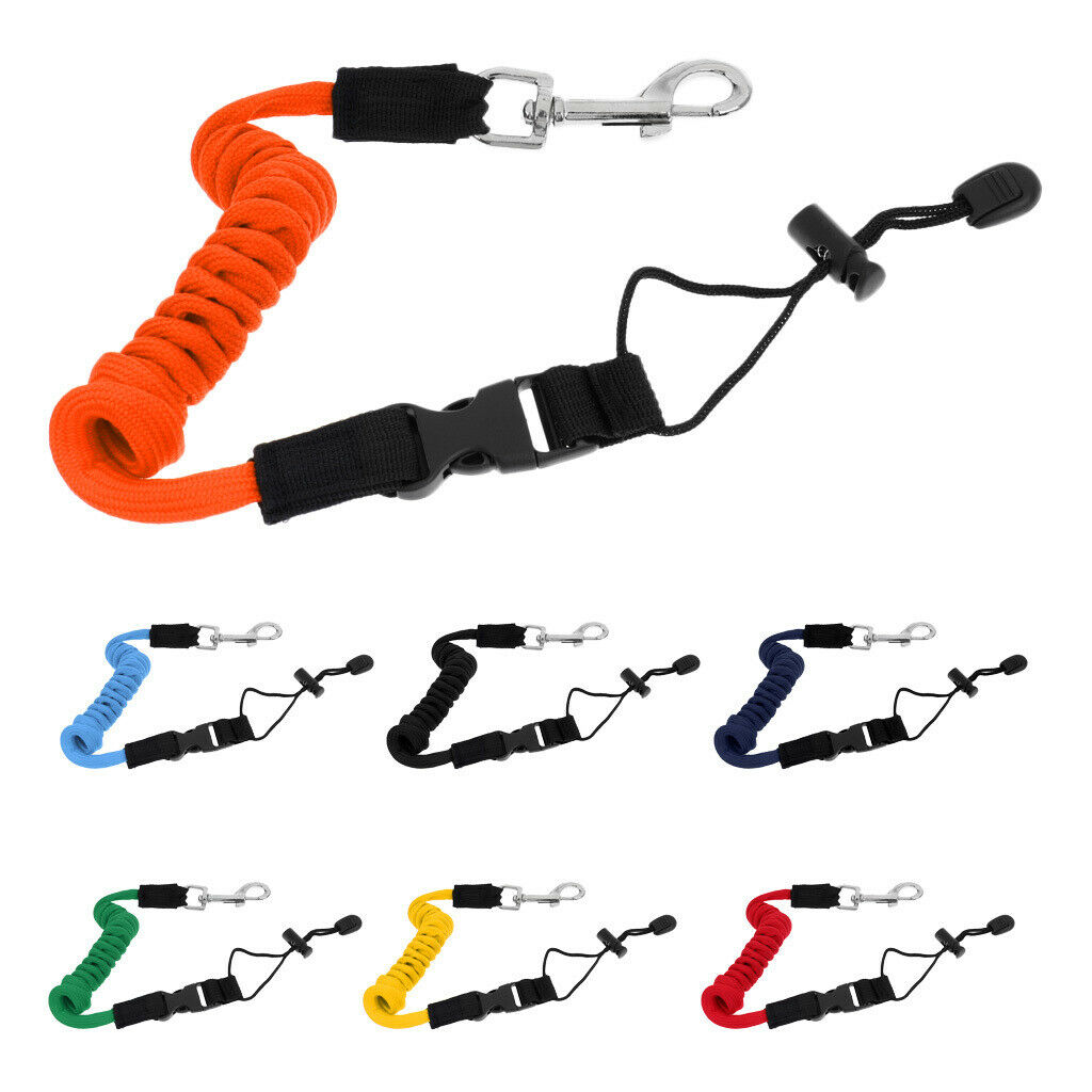 3X Safety Kayak Paddle Leash Fishing Rod Pole Coiled Lanyard Cord Orange