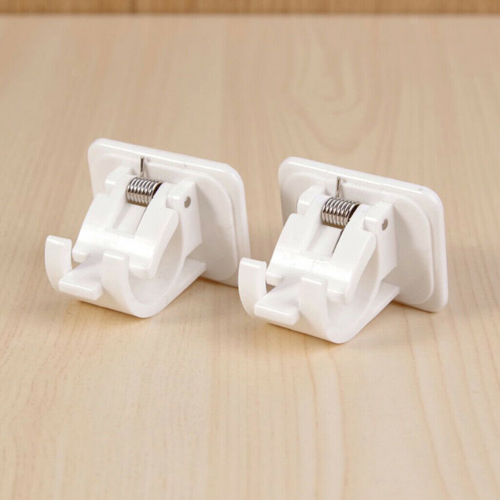 Set of 2 Nail-free Adjustable Rod Bracket Holders Wall Curtain Hanging Rod Clips