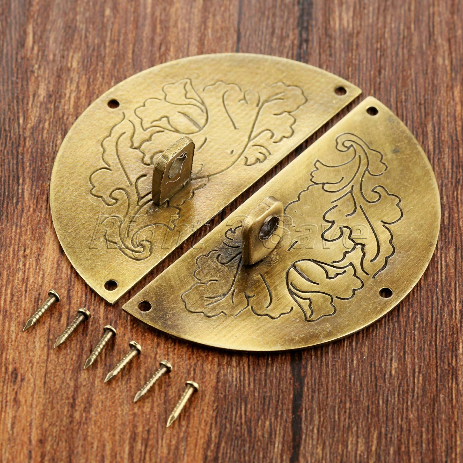 Retro Jewelry Box Latch Catch Hasp 60mm Round Chest Cabinet Clasp Buckle Carved